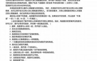 安全感测试(安全感测试量表)